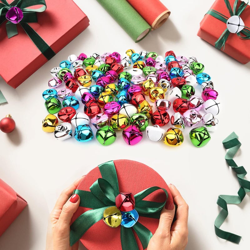 LIGHOON Jingle Bells for Crafts,1 Inch Large Multicolored Jingle Bells Bulk, 8 Colors Decorative Bells for DIY Christmas Festival Home Wreath Decorations, 50 Pcs - Image 4